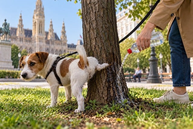 Veniţi cu o sticlă! Proprietarii de câini din Viena sunt rugaţi să clătească urina animalelor de pe copaci, pentru a împiedica corodarea scoarţei